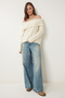 Open Shoulder Knitwear Sweater Cream Lpf0005 - 6
