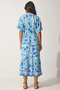 V-Neck Floral Summer Viscose Dress Blue Lhf0009 - 4