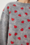 Washable Heart Embroidered Knitted Sweatshirt Anthracite Lnj0008 - 5