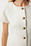 Pocketed Buttoned Mini Tweed Dress Bone Lkj0002 - 4