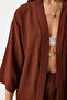 Brown Knitted Kimono and Trousers Set - Lby0001 - 5