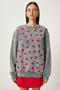 Washable Heart Embroidered Knitted Sweatshirt Anthracite Lnj0008 - 2