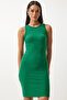 Ribbed Summer Mini Knitted Dress Live Green Lff0010 - 3
