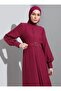 Belt Detailed Hijab Dress - Visne - Refka - 6