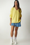 Yellow V-Neck Oversize Knitwear Sweater - Lmx0017