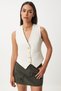 Metal Button Detailed Tweed Vest Ecru Lto0010 - 3