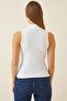 2-Piece Turtleneck Sleeveless Knitted Blouse Gray White Lgt0001 - 6