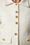 Stylish Button Detailed Tweed Crop Jacket Cream Lwf0013 - 4