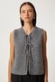 Gray Knitwear Lace up Vest - Lus0014 - 3