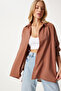 Oversize Long Linen Ayrobin Shirt Brown Lto0015 - 3