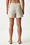 Straw Belted Linen Bermuda Shorts Cream Lmx0005 - 5