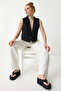 Shawl Collar Crop Linen Vest Black Lto0006