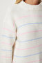 Striped Soft Knitwear Sweater - Ecru Lyu0010 - 4