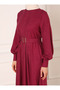 Belt Detailed Hijab Dress - Visne - Refka - 4