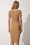 Heart Neckline Knitwear Dress Bi̇sküvi̇ Las0001 - 4