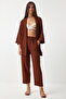 Brown Knitted Kimono and Trousers Set - Lby0001 - 3
