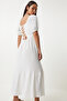 Heart Collar Textured Summer Knitted Dress White Lub0010 - 2