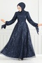 Cuff Lace-Up Hijab Evening Dress 5611End900-M Laci - 3