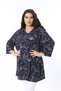 Women's Plus Size Navy Blue V-Neckline Relaxed Fit Capri Sleeve Tunic Dress 65N38770
