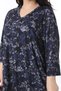 Women's Plus Size Navy Blue V-Neckline Relaxed Fit Capri Sleeve Tunic Dress 65N38770 - 4