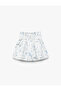 Cotton Floral Print Gipe Detailed Mini Shorts Skirt
