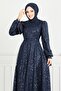 Cuff Lace-Up Hijab Evening Dress 5611End900-M Laci - 4