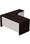 Noce 1825 L-Shaped Executive Wooden Desk with Melamine Finish-Dark Walnut with Grey - 2