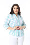Women's Plus Size Blue Wafer Fabric Cup Detail Long Sleeve Blouse 65N38750 - 5