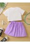 Girl's Printed Crop T-Shirt-Skirt Set - 2