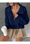Women's Oversize Zippered Crop Knitwear Sweater Daily Use Seasonal - 5