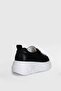 Genuine Leather Lace-Up High Sole Women's Sneaker Shoes Black - 5