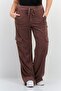 Women Regular Fit Plain Cargo Pants, Brown