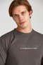 Men's Slim Fit Long Sleeve Two Yarn Jacquard Fabric Minimalism Printed Smoked Color Sweatshirt - 2