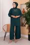 Pleated Comfortable Fit Hijab Double Set Emerald