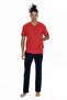 Us Polo Men's Large Size Pajama Suit, V-Neck Button with Pocket Detail - 3