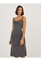 Lace Butterfly Back Detail Ribbed Slip Dress - 3