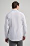 Men's White Long Sleeve Patterned Half Italian Collar Flexible Slim Fit Shirt 1004245217 - 5