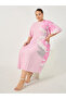 Plus Size Floral Print Pleated A-Line Midi Dress