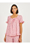 Floral Textured Ruffle Sleeve Hem Broderie Trim Top and Pyjama Set - 2