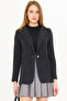 Women's Black Single Button Stamp Jacket Arm-25K 001082 - 2