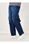 Mid Wash Carpenter Fit Jeans with Cargo Pockets - 3