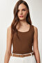Sleeveless Sandy Blouse Brown Lan0029