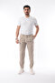 Men's Pleated Transitional Trousers Stretch Fabric Fabric Beige - Slim Fit & Normal Waist - 3