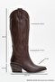 Pi̇etro Brown Skin Genuine Leather Women's Western Boots - 5