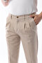 Men's Pleated Transitional Trousers Stretch Fabric Fabric Beige - Slim Fit & Normal Waist - 2