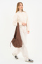 Suede Cookie Tote Bag / Brown Suede Women's Shoulder Bag Suitable for Crossbody Use (50*30) - 3