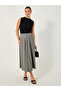 Corduroy Flared Midi Skirt with Button Detail