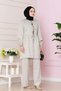 Beige Colored Front Tie Trousers Set - 3