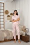 Women's Summer Short Sleeve Combed Cotton Single Jersey Fabric Pajamas Set - 3