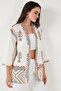 Embroidered Cotton Oversize Fit Three Quarter Sleeve Kimono Kimono 676272 - 6